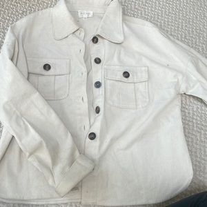 White corduroy shacket